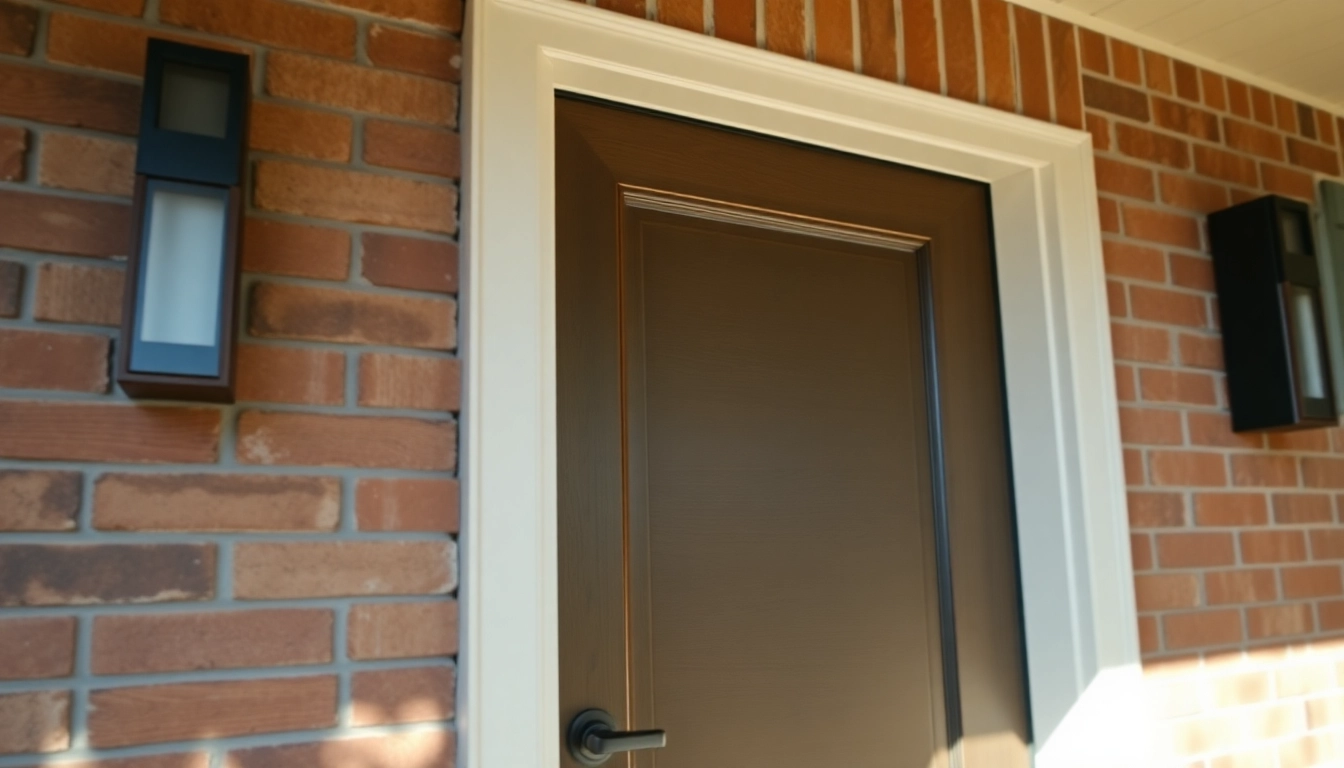 Front door replacement: installing a premium exterior door on a brick Indianapolis home.