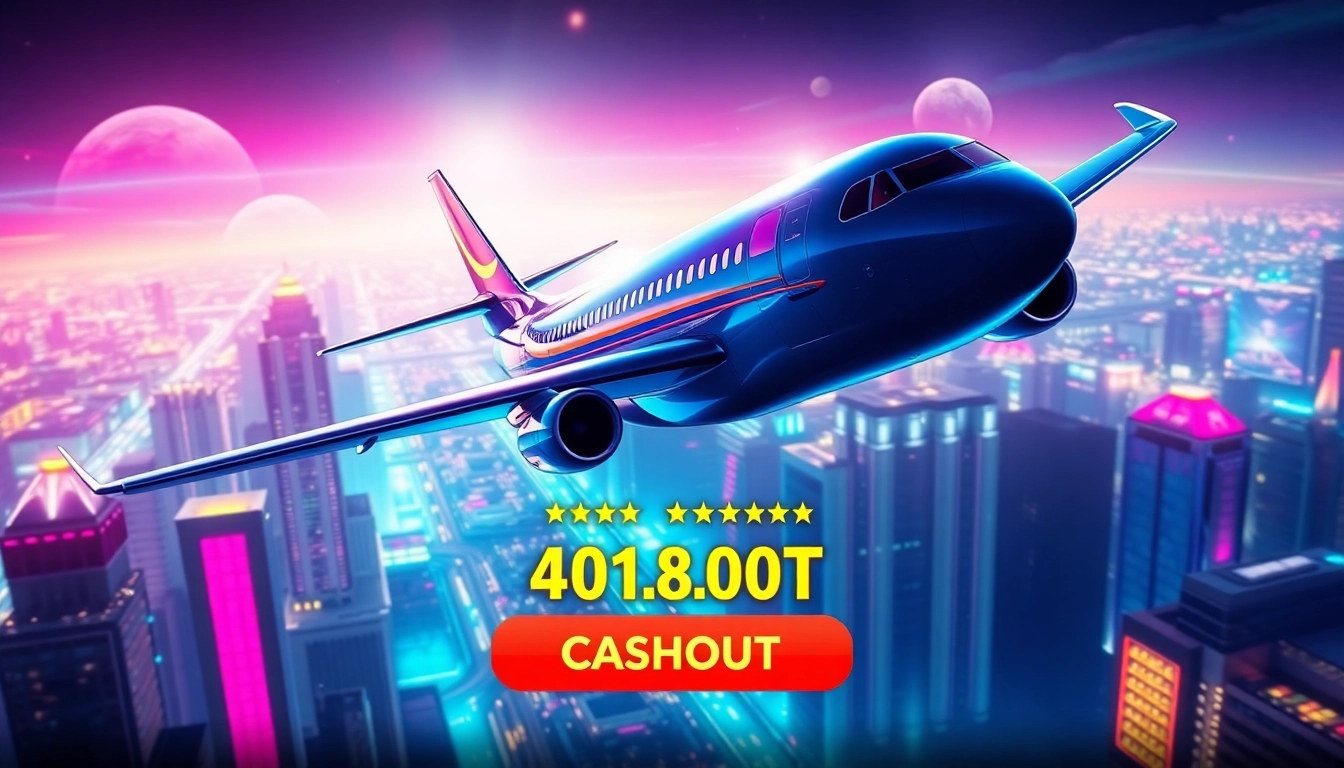 The vibrant scene depicts the aviator game online with an airplane, multipliers, and neon effects, highlighting immersive gameplay and high stakes.