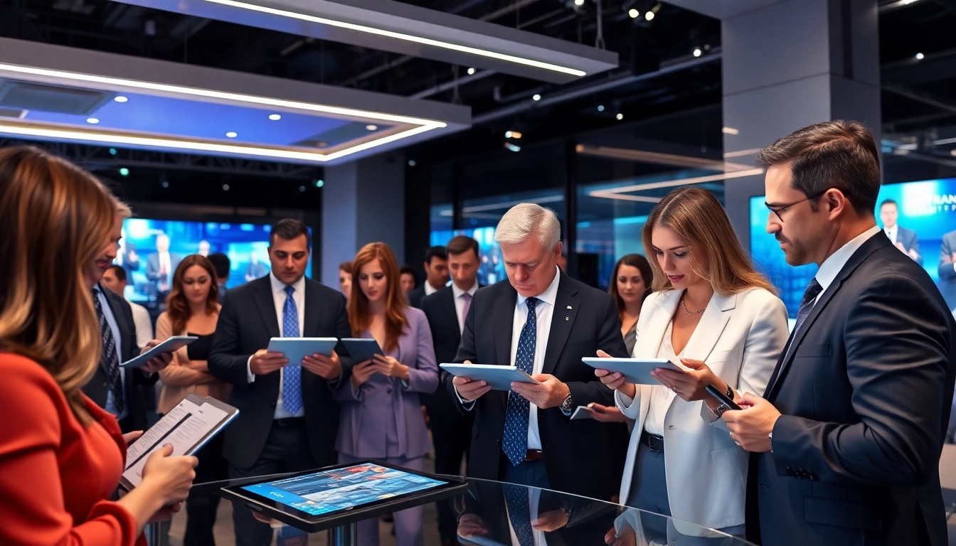 Professional journalists discussing the latest political news updates in a modern newsroom setting