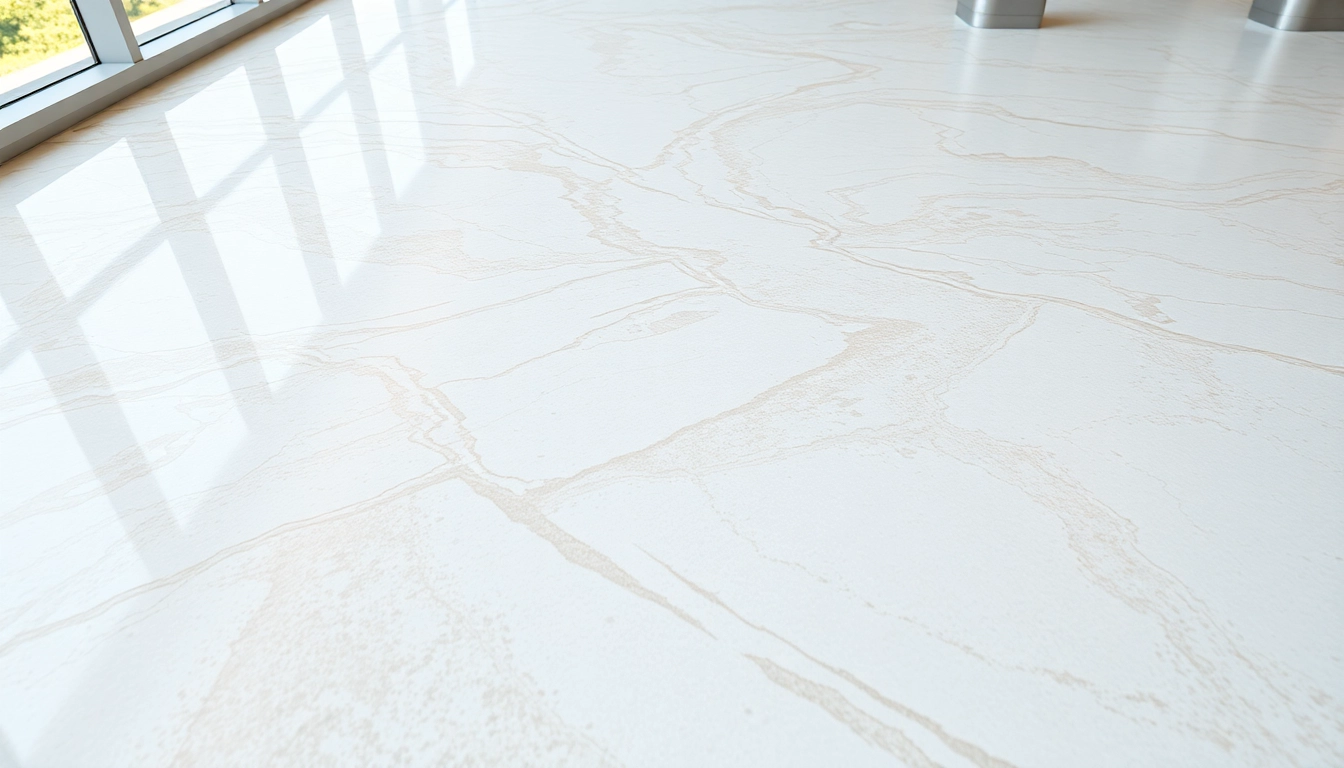 Professional epoxy resin floor with a glossy marble finish enhancing modern interior aesthetics